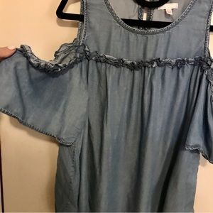 Lauren Conrad denim color cold shoulder ruffle detail size XXL